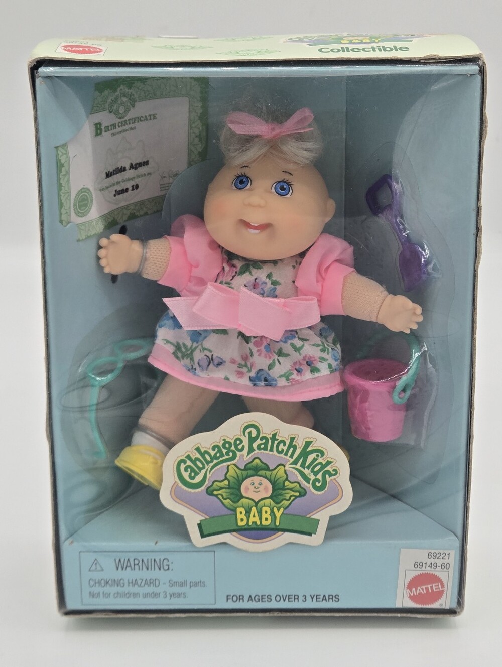 Vintage 1997 Mattel Cabbage Patch Kids 4” Baby Doll Matilda Agnes DOB June 10